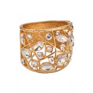 NEW MERVEILLE women's crystal shape metal cuff bracelet in gold
